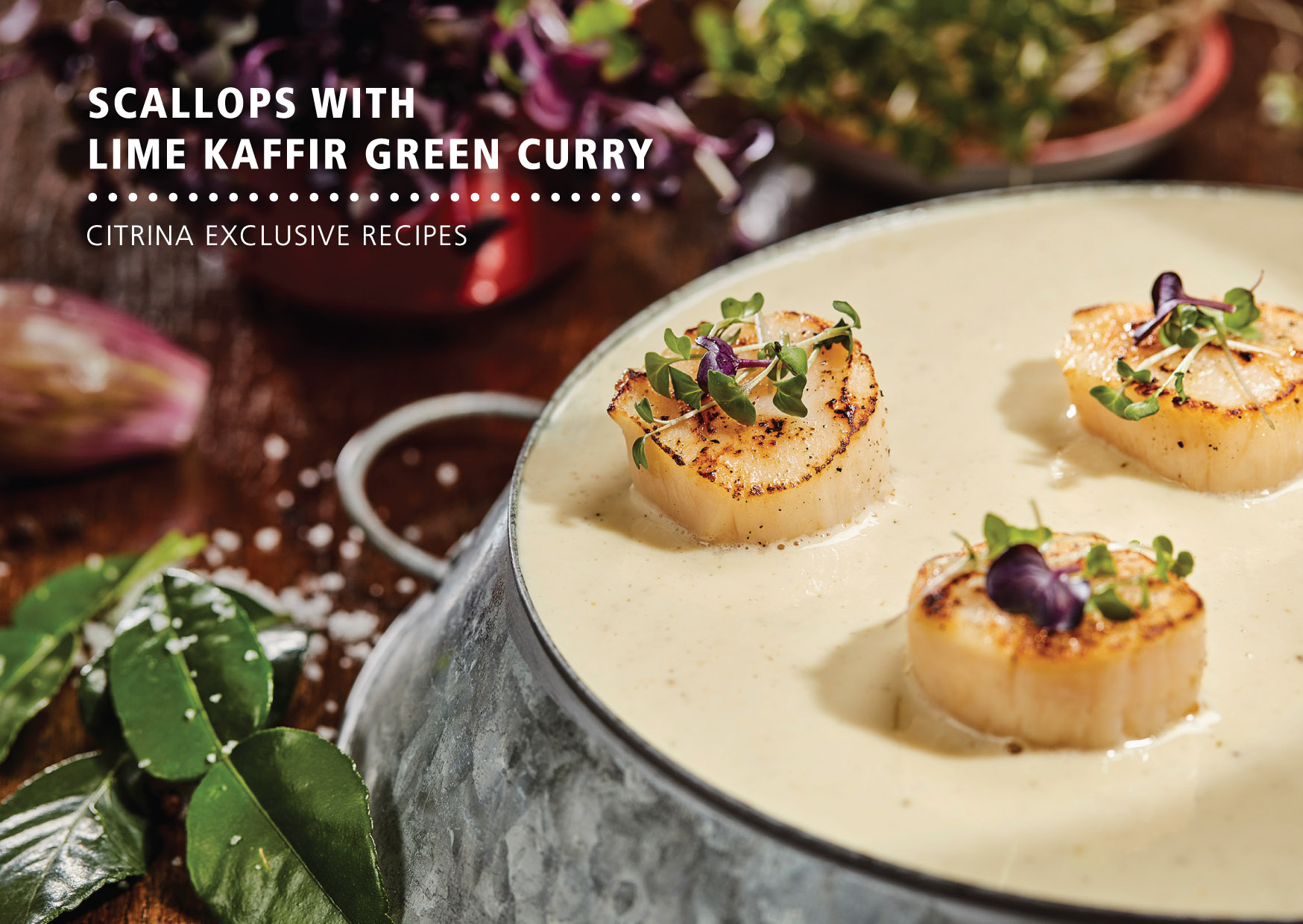 Lima Kaffir - Lamai Vieiras com Lima Kaffir e Caril Verde